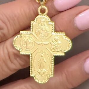 Bellezza Bronze Double-sided Diamond-cut Cross--NIB